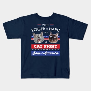 Vote Roger Haru 2024 Cat Fight for the Soul of America Kids T-Shirt